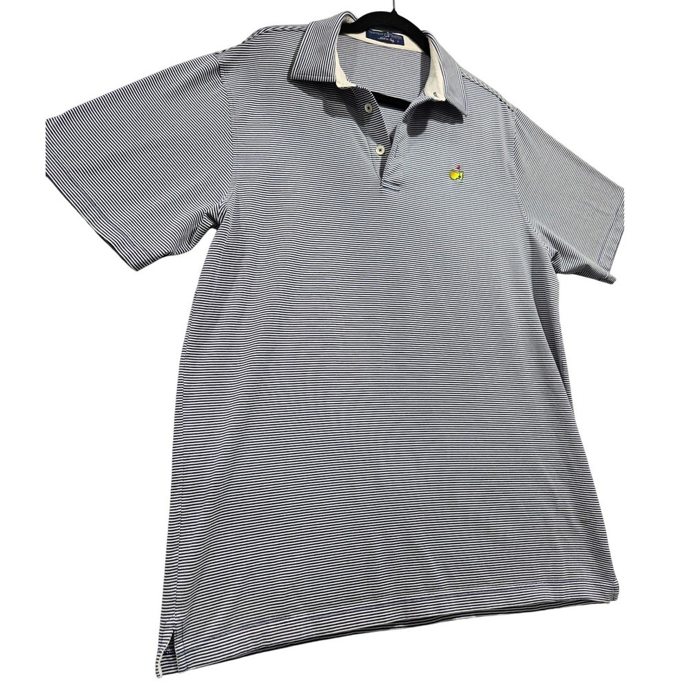 Clubhouse Collection Masters Polo Shirt GOLF Navy White Stripe Made in Italy L